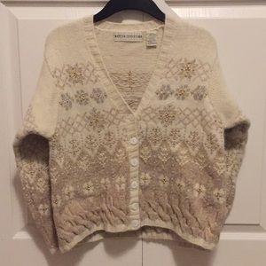 Marisa Christina White Wool Thick Knitted Cardigan